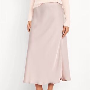 Elegant Silky Pastel Blush Pink Preppy Midi Skirt